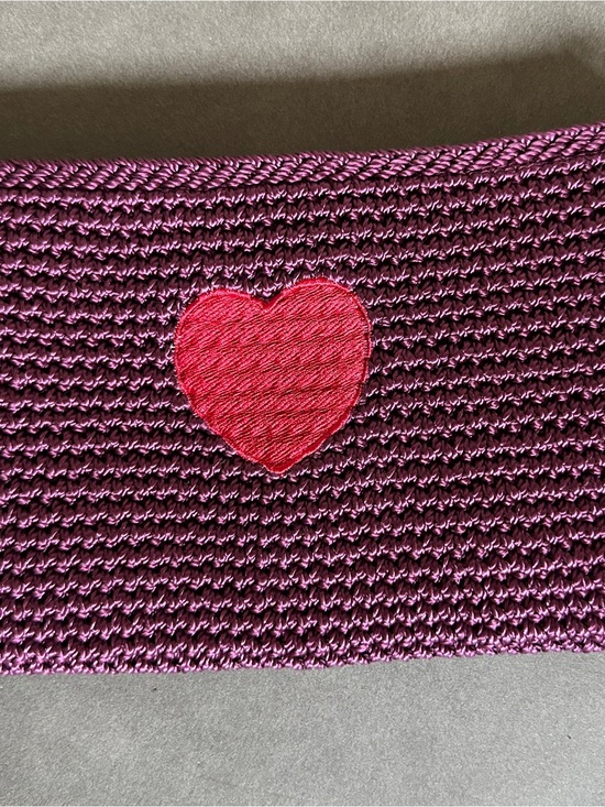 The Sak Handbags - NEW The Sak Crochet Wristlet Pouch Bag Purple Haze Red Heart Zipped - NWT